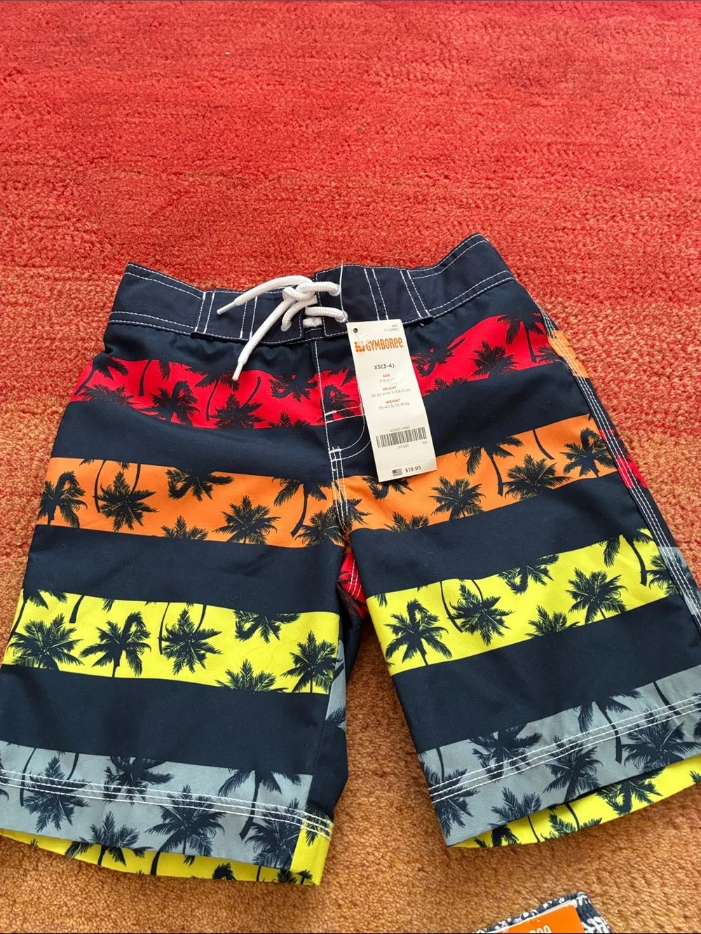 Set of 2 Gymboree Navy Palm Stripe swim shorts & summer shorts, size 4T